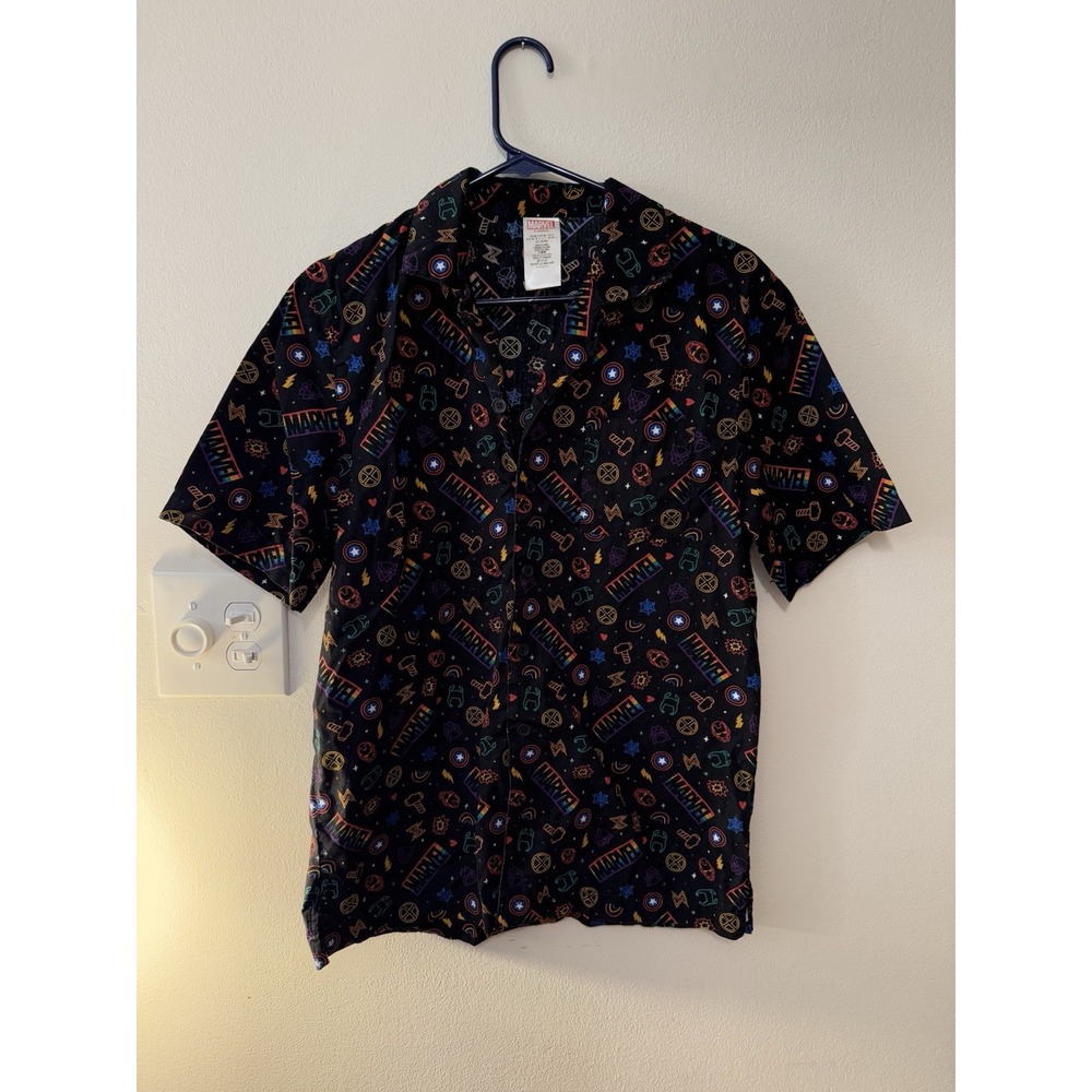 Marvel Rainbow Casual Button‎ Up Shirt Men's Size S